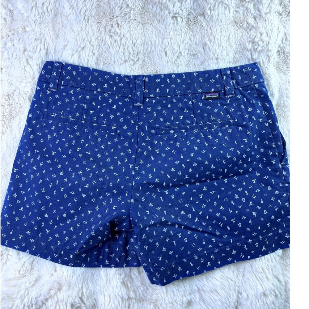 Patagonia Womens Blue Cactus Scorpion Print Organic Cotton Shorts Size 4.  A19